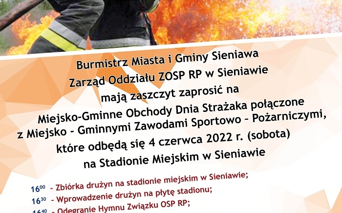Zdjęcie główne newsa: Miejsko-Gminne Obchody Dnia Strażaka i Miejsko-Gminne Zawody Sportowo-Pożarnicze, 4 czerwca 2022 r.