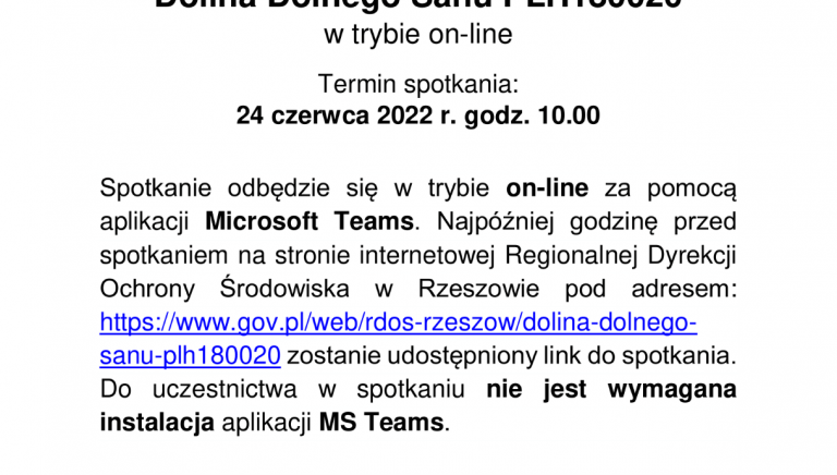 Zdjęcie główne newsa: III spotkanie Zespołu Lokalnej Współpracy dla obszaru Natura 2000 Dolina Dolnego Sanu PLH180020 w trybie online