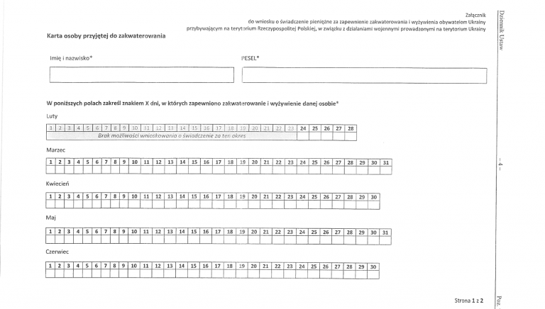 Zdjęcie główne newsa: W UMiG w Sieniawie można składać wnioski o świadczenie pieniężne za zapewnienie zakwaterowania i wyżywienia uchodźcom z Ukrainy