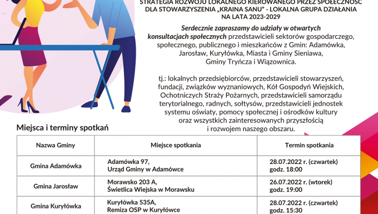 Zdjęcie główne newsa: Zaproszenie do udziału w konsultacjach społecznych do LSR na lata 2023-2029 - Stowarzyszenie Kraina Sanu LGD