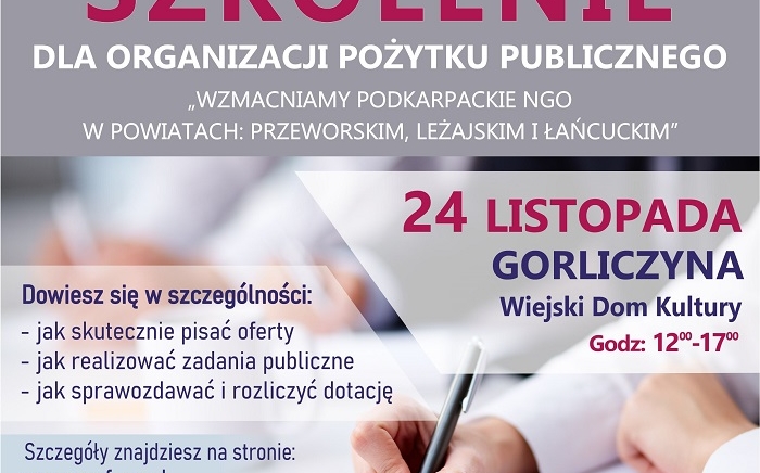 Zdjęcie główne newsa: „WZMACNIAMY PODKARPACKIE NGO W POWIATACH: PRZEWORSKIM, LEŻAJSKIM I ŁAŃCUCKIM”