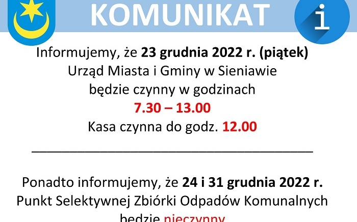 Zdjęcie główne newsa: Komunikat