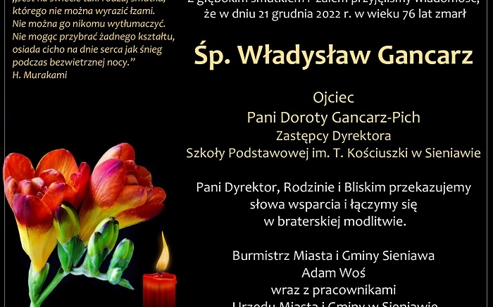 Zdjęcie główne newsa: Kondolencje
