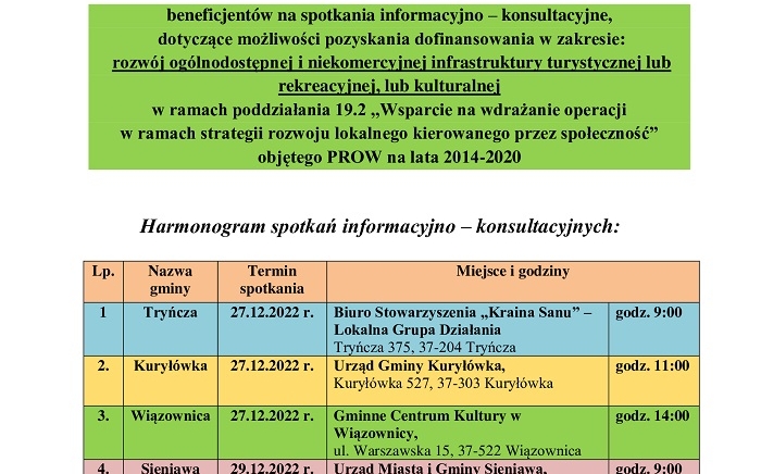 Zdjęcie główne newsa: Spotkania informacyjno-konsultacyjne - Stowarzyszenie 