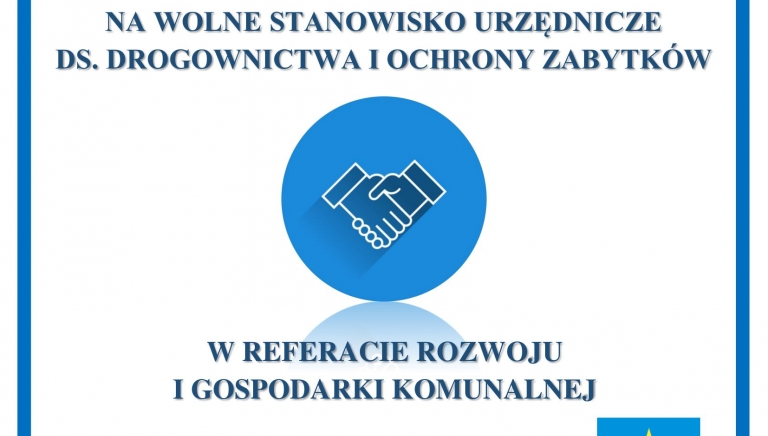 Zdjęcie główne newsa: Ogłoszenie o naborze na wolne stanowisko urzędnicze