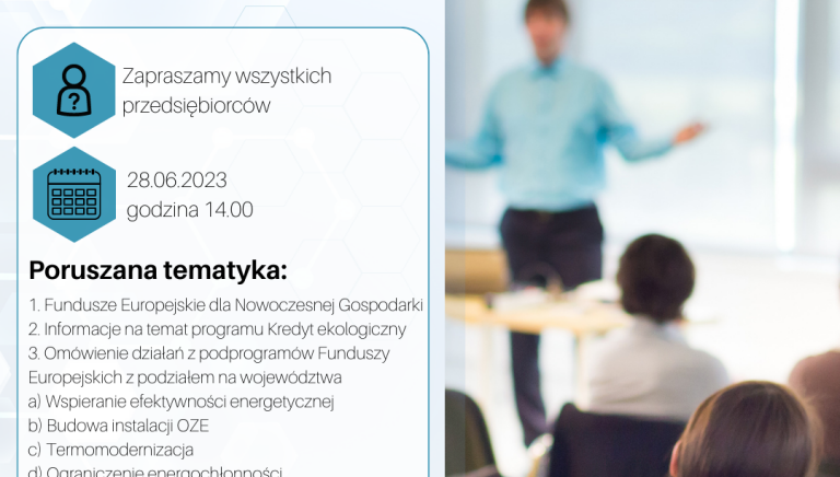 Zdjęcie główne newsa: Zapraszamy przedsiębiorców na bezpłatny webinar