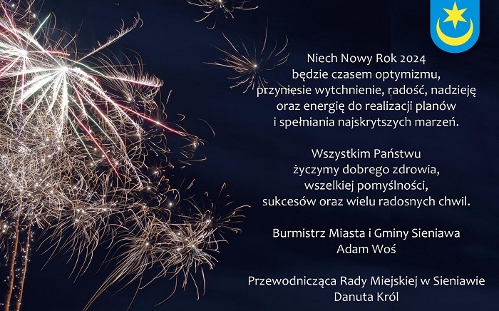 Zdjęcie główne newsa: Życzenia noworoczne Burmistrza Miasta i Gminy Sieniawa oraz Przewodniczącej Rady Miejskiej w Sieniawie