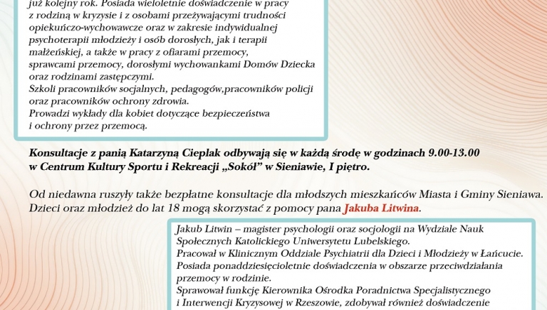 Zdjęcie główne newsa: Bezpłatne porady psychologiczne w Mieście i Gminie Sieniawa