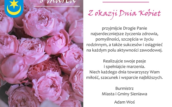 Zdjęcie główne newsa: Życzenia Burmistrza Miasta i Gminy Sieniawa z okazji Dnia Kobiet