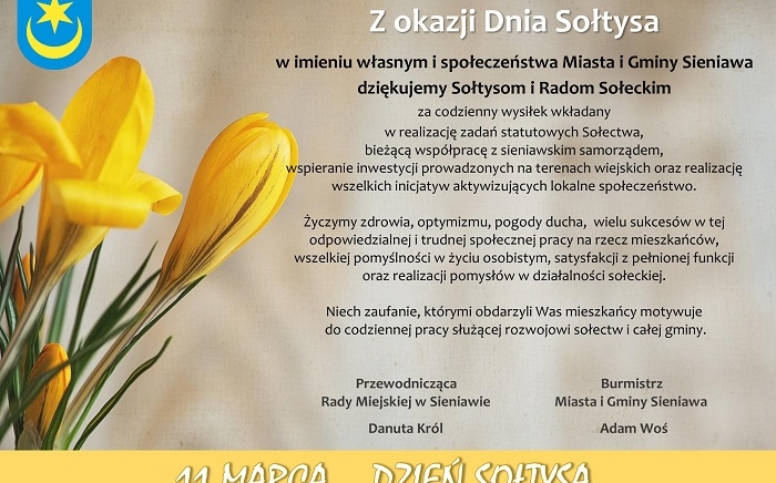 Zdjęcie główne newsa: Życzenia z okazji Dnia Sołtysa