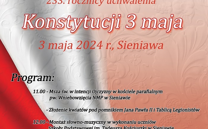 Zdjęcie główne newsa: Zapraszamy na uroczyste obchody Święta Narodowego Trzeciego Maja