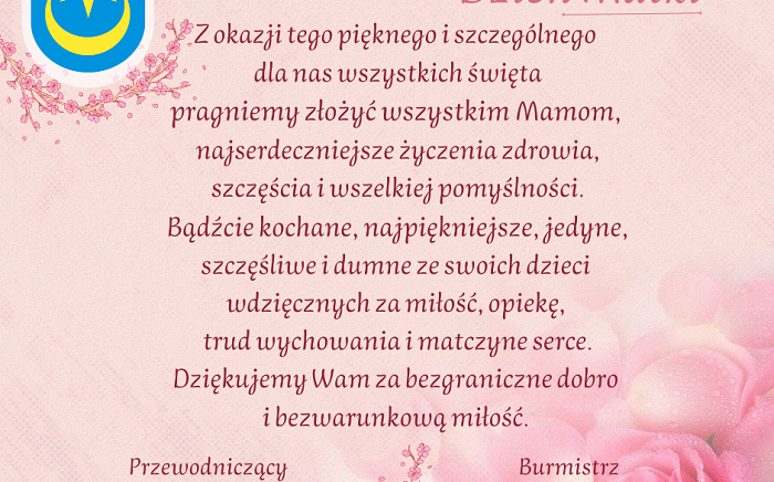 Zdjęcie główne newsa: Życzenia - Dzień Matki, 26 maja 2024 r.