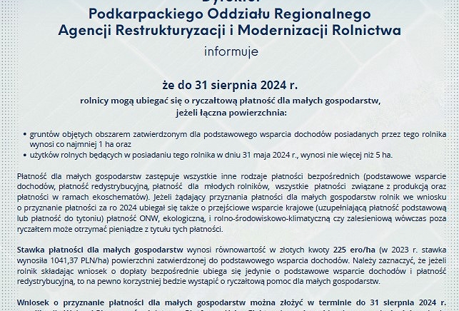 Zdjęcie główne newsa: Nabór wniosków w ramach „Płatności dla małych gospodarstw”