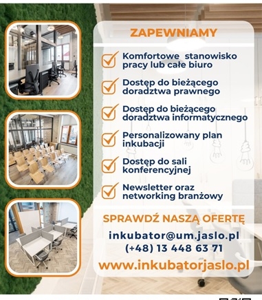Zdjęcie główne newsa: Inkubator Przedsiębiorczości w Jaśle - komunikat, oferta