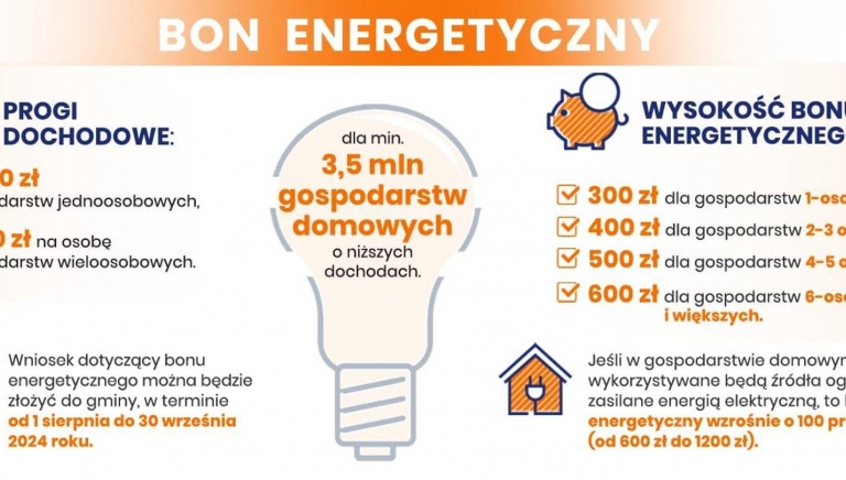 Zdjęcie główne newsa: Bon energetyczny - od 1 sierpnia można składać wnioski