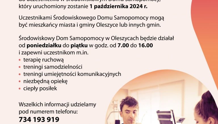 Zdjęcie główne newsa: Środowiskowy Dom Samopomocy w Oleszycach ogłasza nabór uczestników