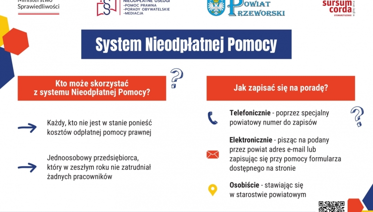 Zdjęcie główne newsa: Przypominamy. Nieodpłatna pomoc prawna, nieodpłatne poradnictwo obywatelskie oraz nieodpłatne mediacje dla mieszkańców powiatu