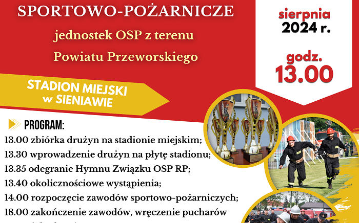 Zdjęcie główne newsa: Zapraszamy na XII Powiatowe Zawody Sportowo-Pożarnicze w Sieniawie