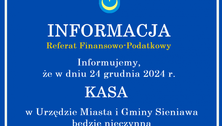 Zdjęcie główne newsa: 24 grudnia kasa UMIG będzie nieczynna