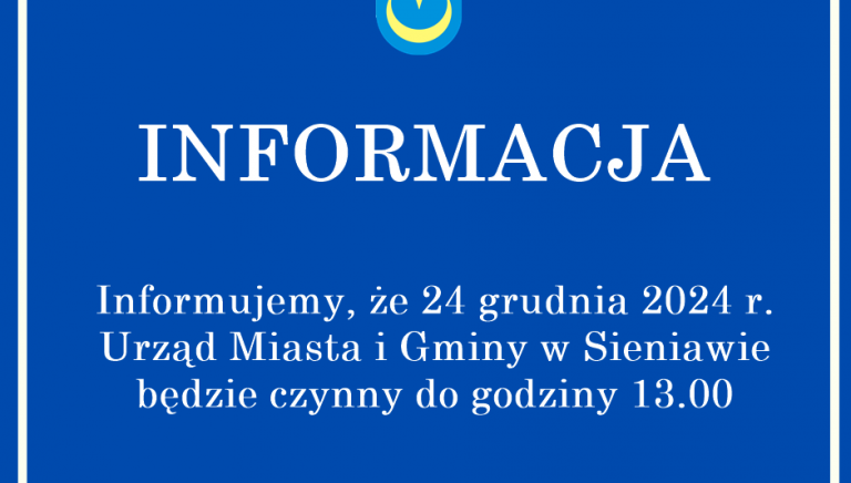 Zdjęcie główne newsa: W Wigilię urząd będzie pracował krócej