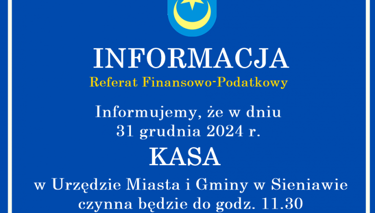 Zdjęcie główne newsa: 31 grudnia 2024 r. kasa czynna do 11.30