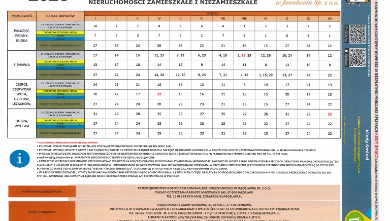 Zdjęcie główne newsa: Harmonogram odbioru odpadów komunalnych w 2025 roku