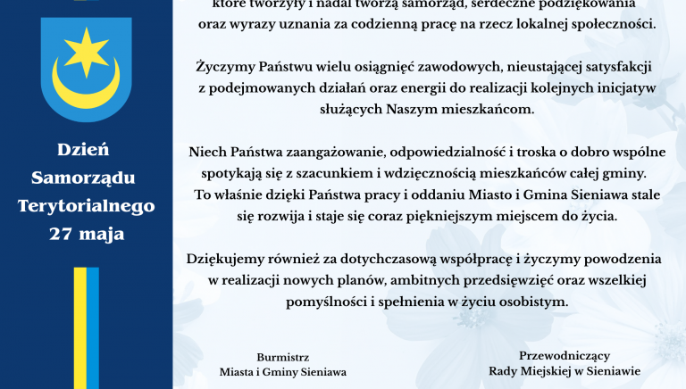 Zdjęcie główne newsa: Życzenia z okazji Dnia Samorządu Terytorialnego
