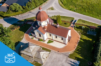 Panorama cerkiew pw. Zaśnięcia Bogurodzicy i kościół Narodzenia NMP w Rudce