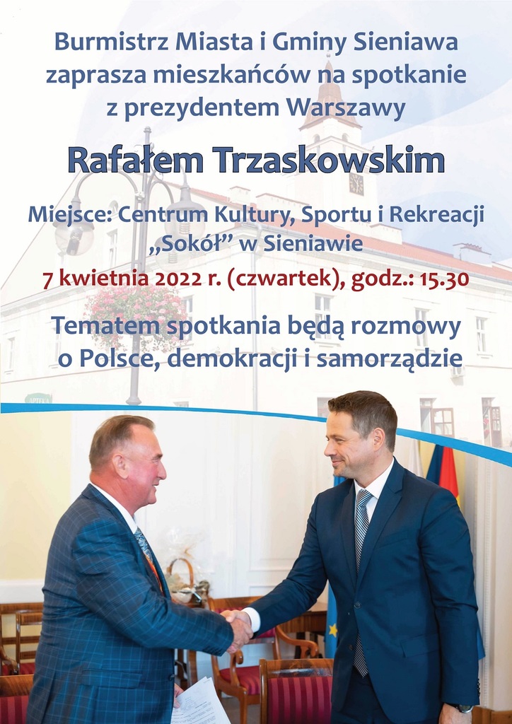 Zaproszenie na spotkanie z prezydentem Warszawy Rafałem Trzaskowskim