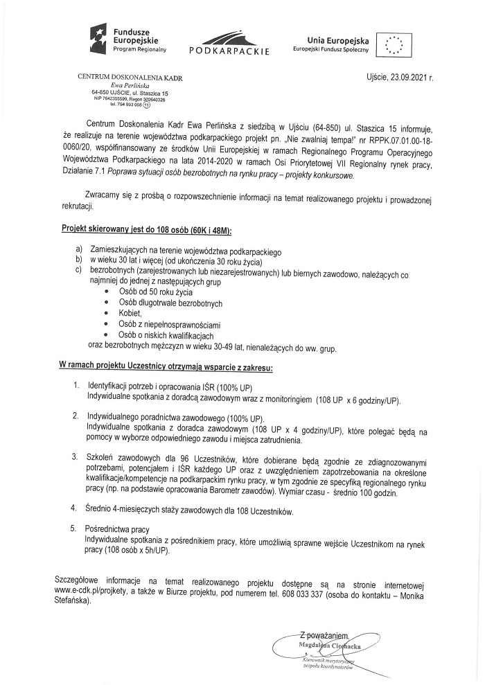 Projekt "Nie zwalniaj tempa!"