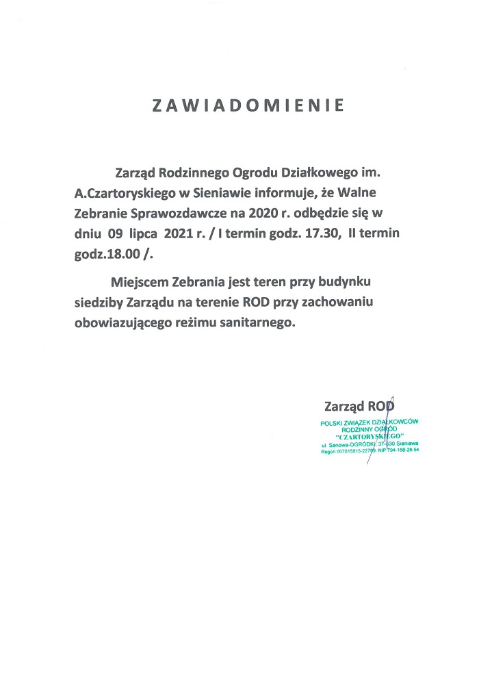 Ogłoszenie ROD